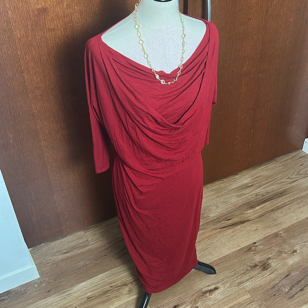 Red Cowlneck Dress